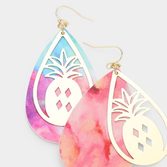 Pineapple leather drop earrings - Picture 2 of 3